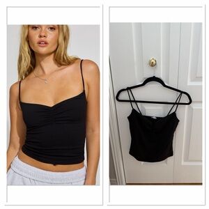 Garage Black Ruched Spaghetti-Strap Cami